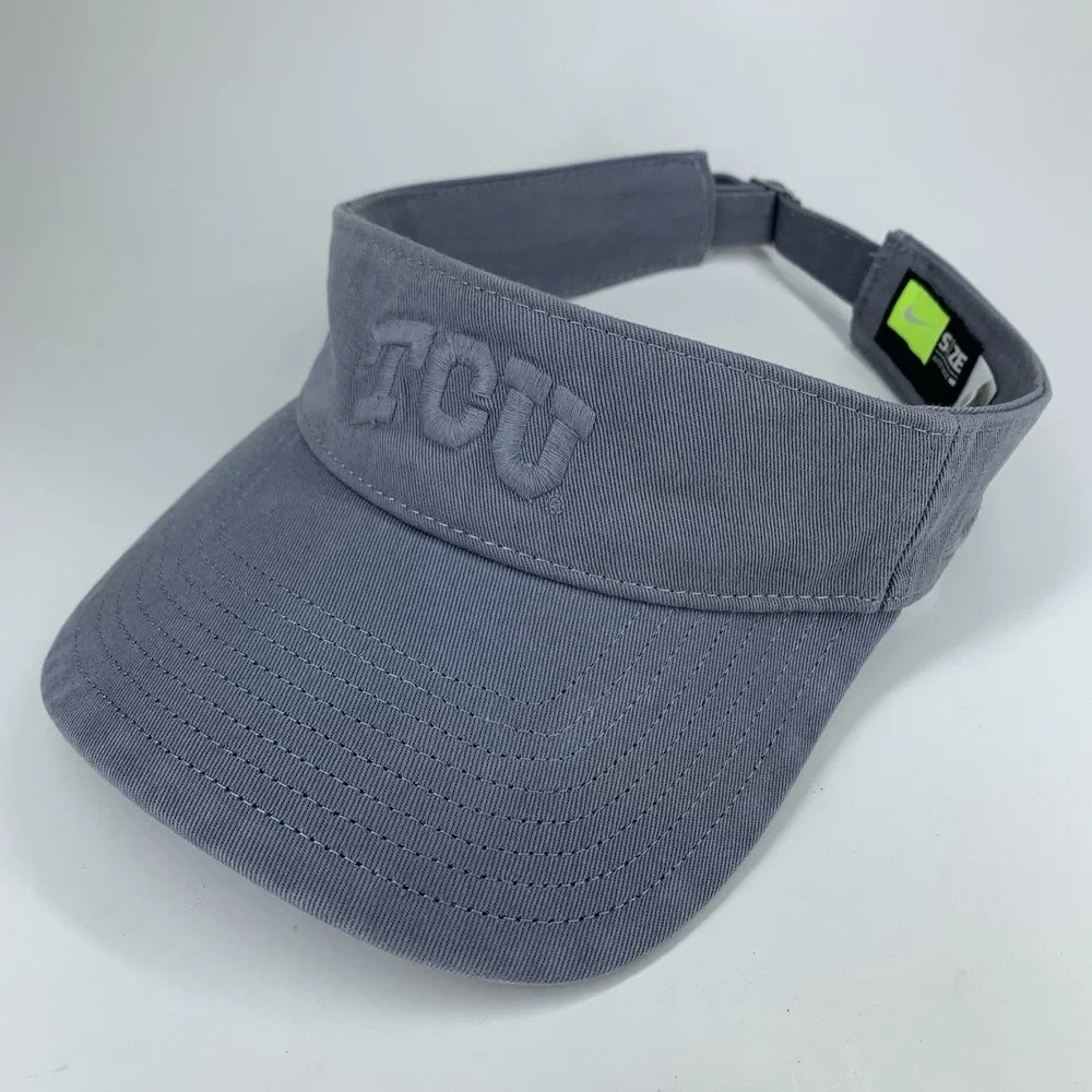 TCU Nike Visor Horned Frogs Texas Christian Gray Adjustable Strap OSFM Hat Cap